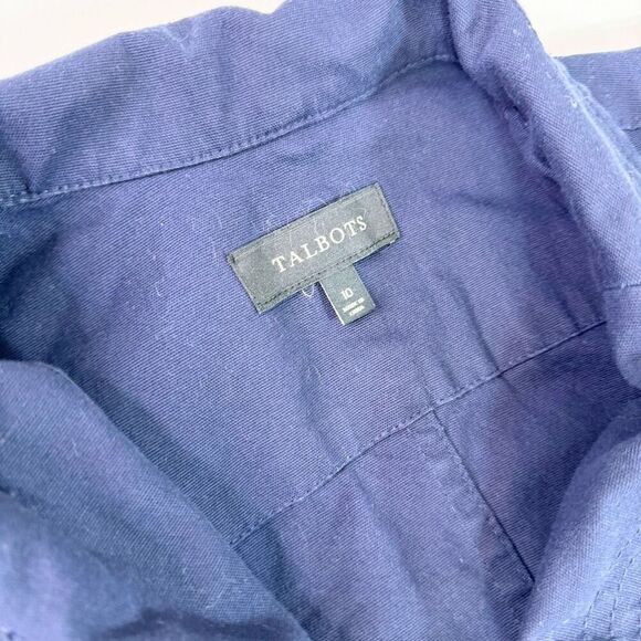 Talbots Jacket Womens 10 Blue Solid Long-Sleeve Shawl Lapel Button-Front Blazer - Picture 2 of 9